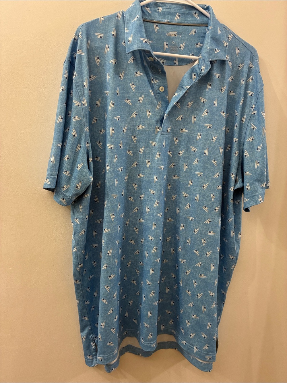 Johnnie O - Blue Short-Sleeve Polo Shirt - XL - golf - all over surf print